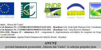 ANUNŢ privind demararea proiectului „Mierea din Vaslui” si selecţia grupului ţinta