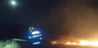 Două hectare de vegetație uscată au ars noaptea trecută la Duda-Epureni