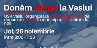 Primul eveniment de donare de sânge în municipiul Vaslui, via USR PLUS