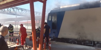 Locomotivă în flăcări în Gara Vaslui