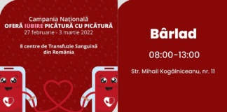 Centrul de Transfuzie Sanguină Bârlad, inclus în Campania națională „Oferă iubire picătură cu picătură!”