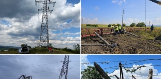 Stâlpii de înaltă tensiune rupți de vijelia din iulie, înlocuiți