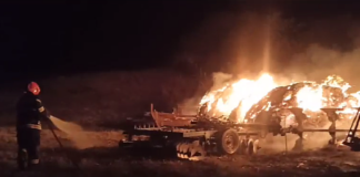 Zeci de animale salvate dintr-un imens incendiu la un depozit de furaje din Iana