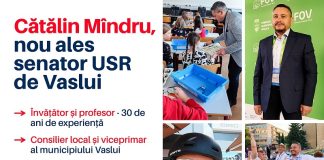 USR își prezintă „mândru” noul senator: fostul viceprimar de Vaslui Cătălin Mîndru