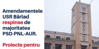 Consilierii USR Bârlad: „Bârladul ratează oportunități. Majoritatea PSD-PNL-AUR blochează propuneri USR pentru comunitate!”