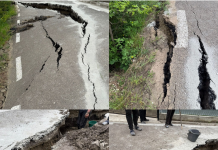 Drum distrus de alunecările de teren la Dodești, trei case izolate, apă oprită în localitate