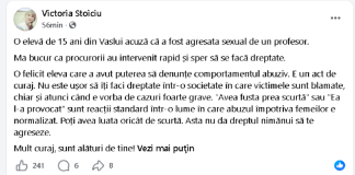 Victoria Stoiciu și-a adus aminte de Vaslui pe motive ideologice, de feminism