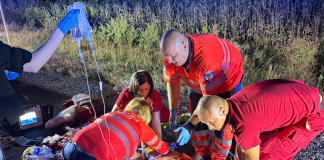 Pieton în stare gravă, după ce a fost lovit de o maşină şi proiectat la distanţă. Un echipaj de la Ambulanţă, care trecea prin zonă, a stabilizat victima