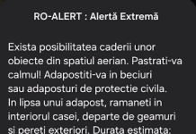 Vasluienii, speriați cu un mesaj Ro-Alert: Posibilitatea căderii unor obiecte din spațiul aerian