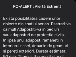 Vasluienii, speriați cu un mesaj Ro-Alert: Posibilitatea căderii unor obiecte din spațiul aerian